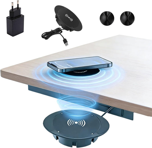 Invisible Wireless Charger Under Desk, 0-30mm Invisible Phone Charger, 10W Hidden Wireless Charger, Magnetic Charger for Desk, Table, Nightstand, Office, Home