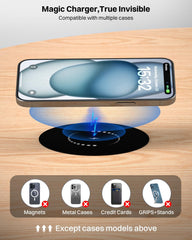 Invisible Wireless Charger, 40MM(1.57") Wireless Charging Desk Mat Mouse Pad, Hidden Charging Station for iPhone 16/15/14/13/12/Samsung/Google