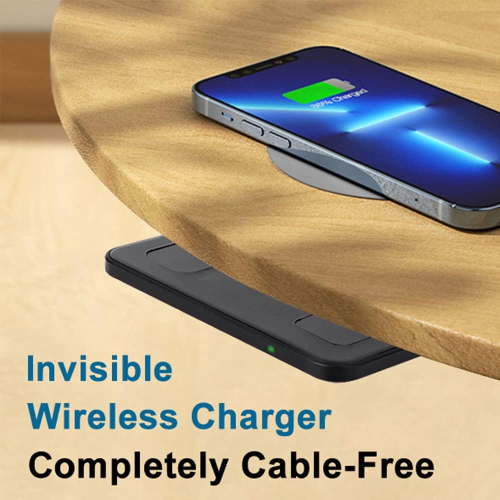 Invisible Wireless Charger, Under Desk Wireless Charger, Hidden Charging Station for iPhone 17/16/15/14/13/12/ Samsung Galaxy