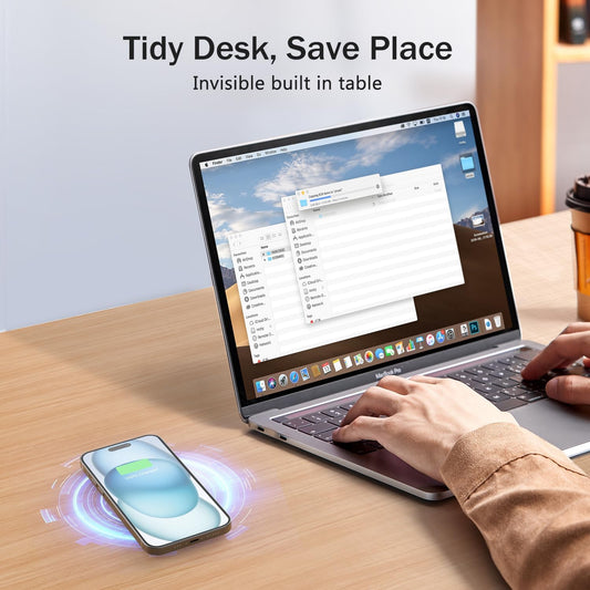 Wireless Magnetic Charger Desk Mount 15W Fast Charger for iPhone 17 16 Pro Max 15 14 13 12 Series,Magnet Qi Charging Pad/Station for AirPods,Recessed Hidden